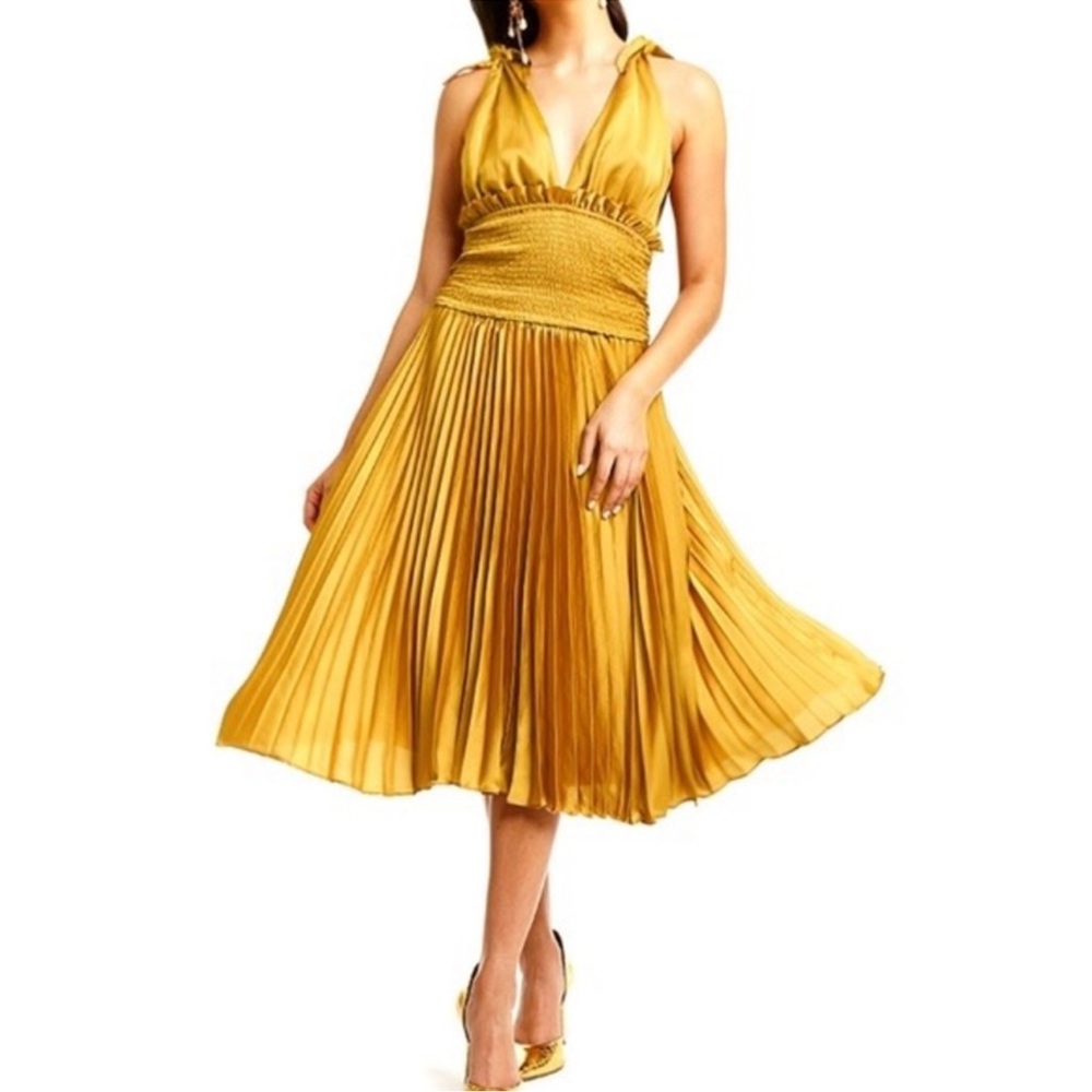 Mestiza New York Cosette Smocked Midi Dress In Honey